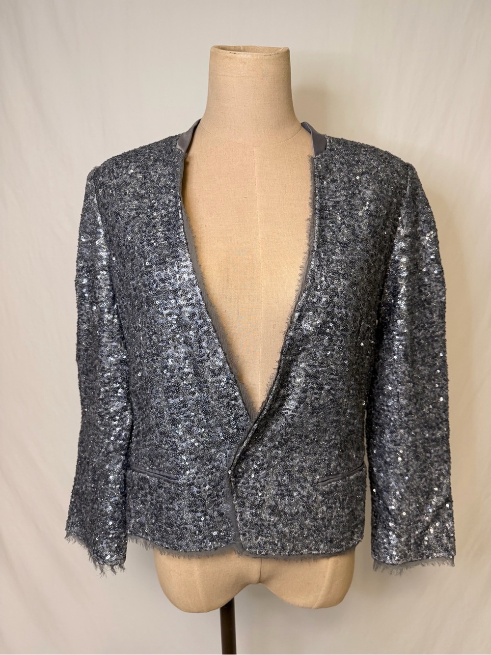 Zadig & Voltaire Silver Sequin Tweed Blazer